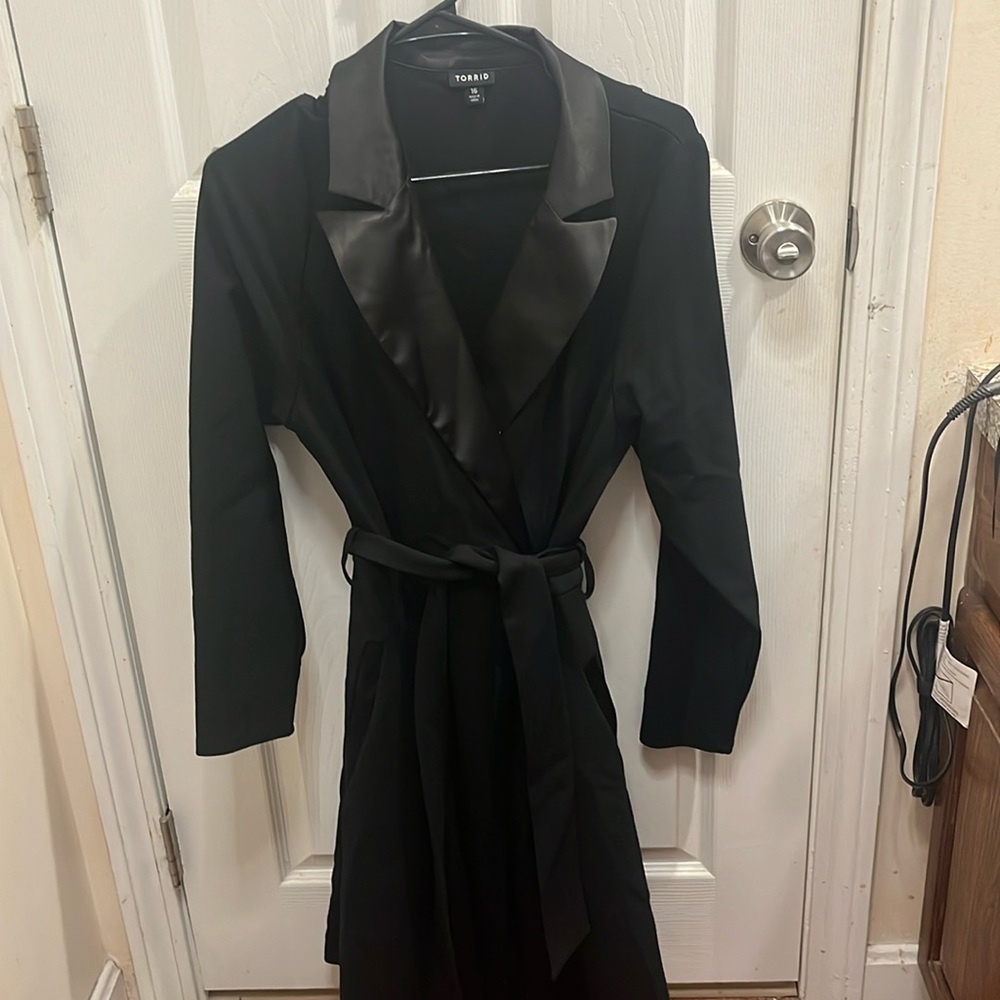 Black long sleeve, tench coat dress